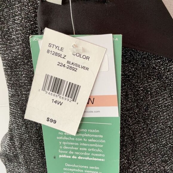 Danny and Nicole Sleeveless High-Low Fit Flare Dress Size 14W Color Black/Silver - Picture 10 of 12